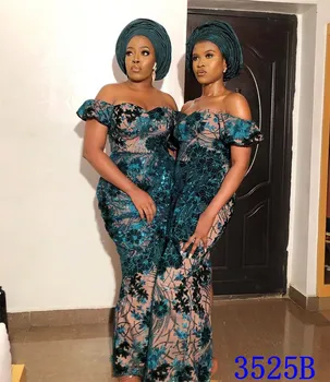 

New Green Big Sequins French Nigerian Lace Fabrics 2020 High Quality Luxury Embroidery Tulle African Laces Fabric For Wedding