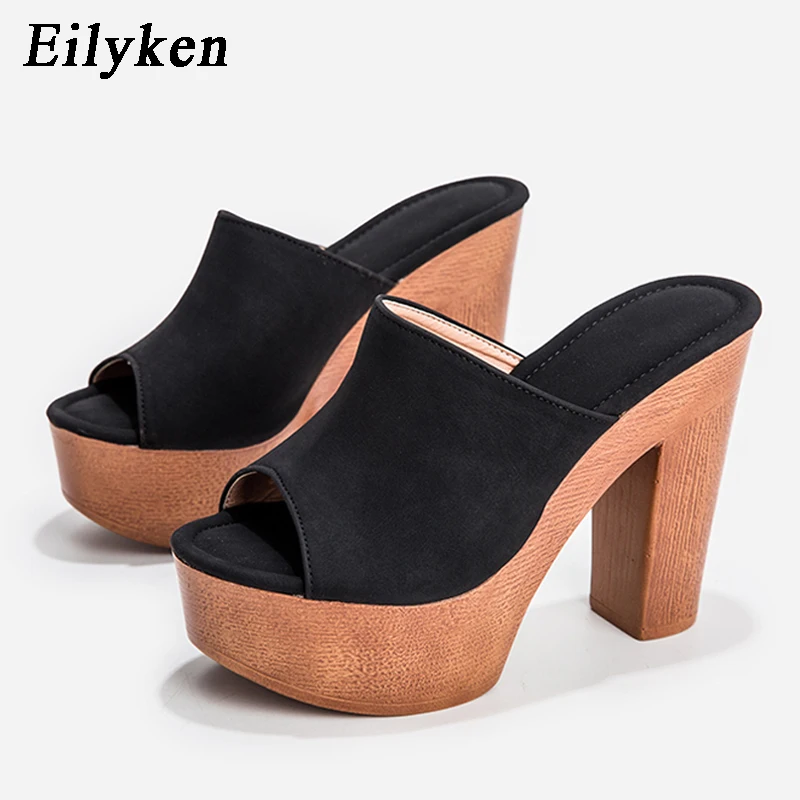 Eilyken/Новые модные летние пикантные женские шлепанцы из флока на высокой