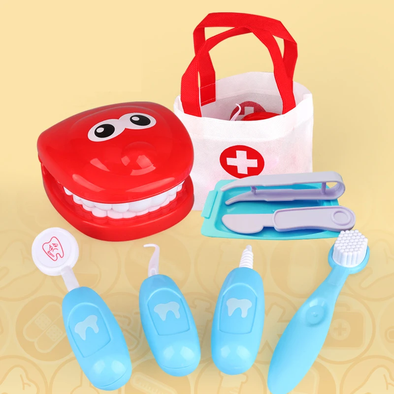 

9Pcs/set Pretend Play Toy Dentist Doctor Game Toys Check Teeth Model Medical Accessories Tools Kit Role Play Toy For Girls Boys