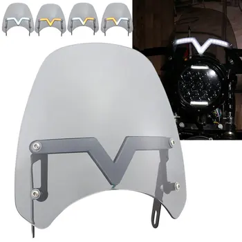 

Motorcycle 5-7 inch Windshield Windscreen With LED Flowing Turn Light DRL For Ducati Scrambler For YAMAHA XJ 400 600S XJR 1200