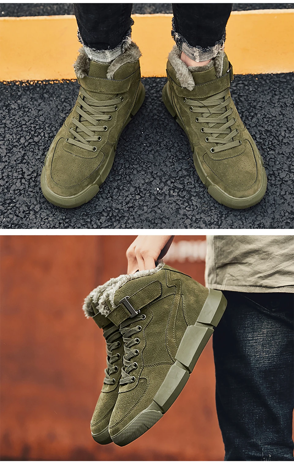 Ins/Лидер продаж; мужские ботинки с высоким берцем; chaussure homme; Теплая мужская обувь на меху; кожаные ботильоны; кожаные ботинки из свиной замши; Мужская нескользящая обувь