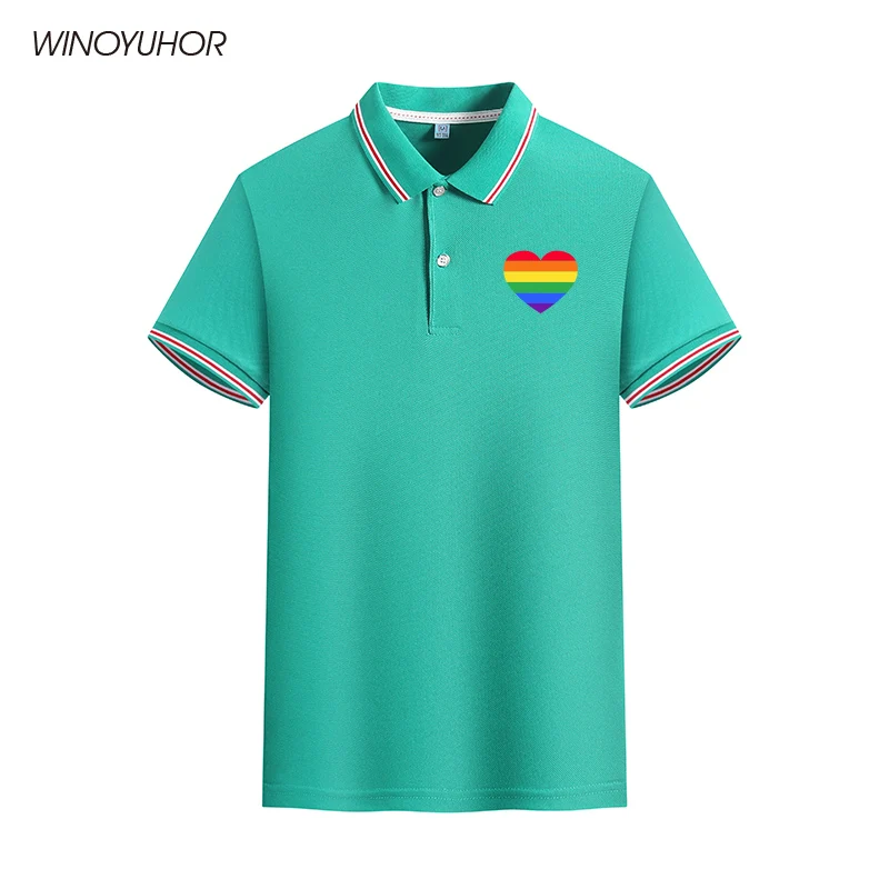 Love Pride Lgbt-Polos genciarc-en-ciel et cœur pour hommes et femmes,  chemise décontractée à manches courtes, chemise à col, vêtements d'été,  mode Y - AliExpress