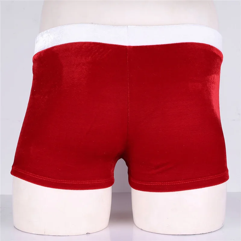 Красное Мужское нижнее белье с низкой посадкой, бархатное, рождественское, праздничное, блестящее, с блестками, с выпуклой сумкой, боксеры, шорты, сексуальное мужское нижнее белье, мужские трусы