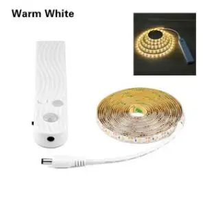 warm white PIR Светильник с датчиком движения PIR, водонепроницаемый, 2835 SMD, с датчиком включения и выключения, светодиодный светильник с USB батареей, для кухонного шкафа, кровати, лестницы, 3 м - Испускаемый цвет: warm white PIR