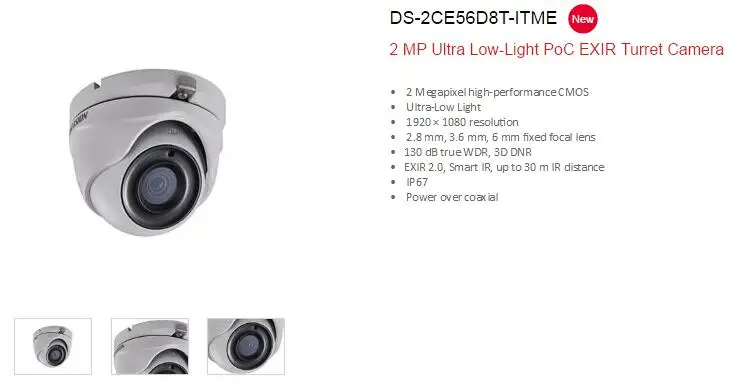 Hikvision DS-2CE56D8T-ITMF 2 МП ультра низкой освещенности PoC EXIR поворачивающаяся камера