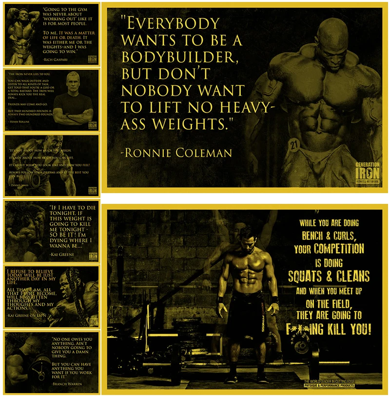 Art Canvas Vintage Print Muscle Man Bodybuilding Motivational Retro ...