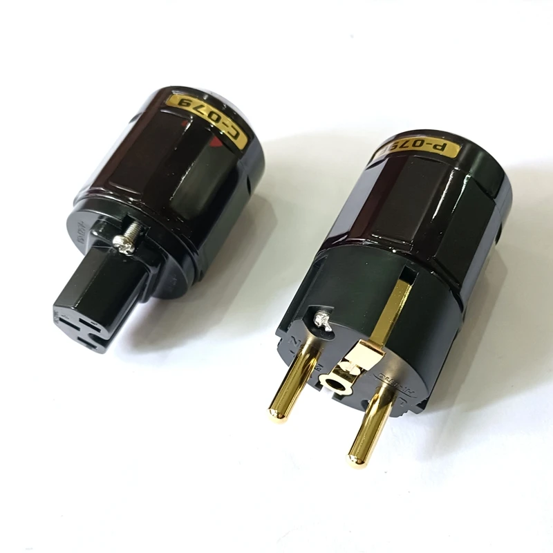 

Hi-Fi аудио Пара Позолоченные C-079 разъем IEC + P-079E Schuko Eu Мощность переходник для AC Мощность шнур аудио разъем