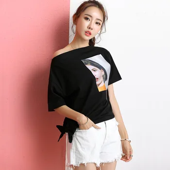 

Flowers Print Women gray t shirt Short Sleeve Summer Black