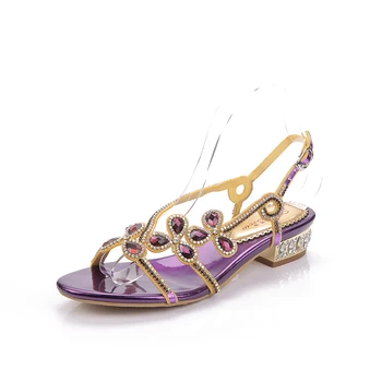 

Christia Bella Casual Style Women Rhinestones Shoes Open Toe Flats Sandals Bohemian Style Summer Large Size Fashion Shoes