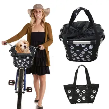 

Pet Bike Basket Removable Bicycle Handlebar Basket Folding Small Pet Cat Dog Carrier Cycling Front Bag Shopping Basket