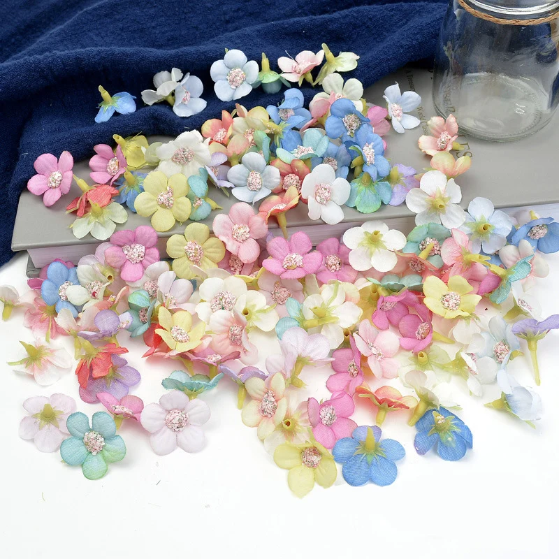 Artificial Flower Mini Daisy Head Silk Multicolor Decor Wedding Party 50/100pcs