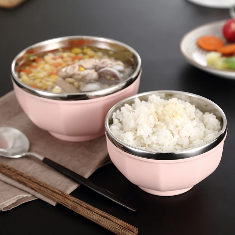 Бытовой двойной Теплоизоляционный 304 пищевой нержавеющей стали для покраски ребенка салат небьющееся против ожогов миска для рисового супа