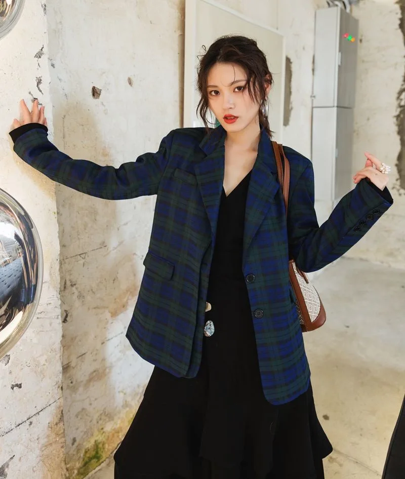 

College Style Plaid Design Small Suit Autumn Clothing 2019 New Style Women's Spring And Autumn Coat Online Celebrity CHIC Suit C