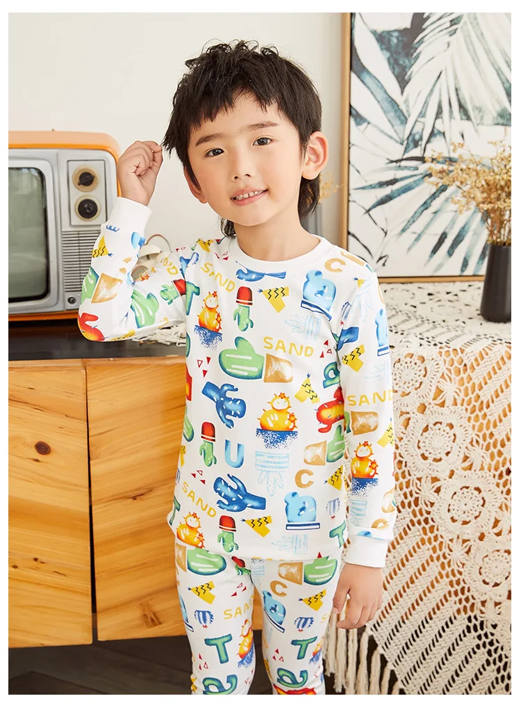 Korean-style Boys' Pajama Autumn& Winter New Style Pure Cotton CHILDREN'S Underwear Suit Children Tracksuit Childrenswear