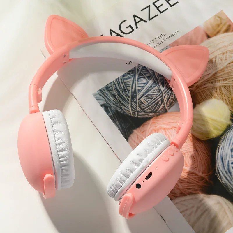 10pcs Cute Cat Ear Bluetooth Headphones Kids Sports Headsets Foldable Wireless Headband Girls Boys Headphone 10pcs BT Earphone