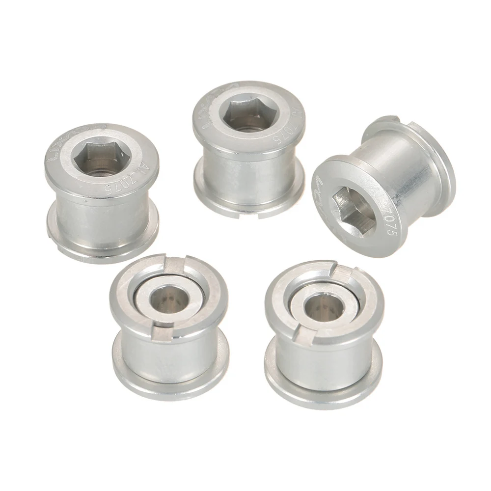 7mm double silver Lixada набор из 5 болтов для цепных колес 7075 Алюминиевый сплав шатун одиночный/двойной болты для цепных колец и гайки набор Аксессуары для велосипеда - Цвет: 7mm double silver