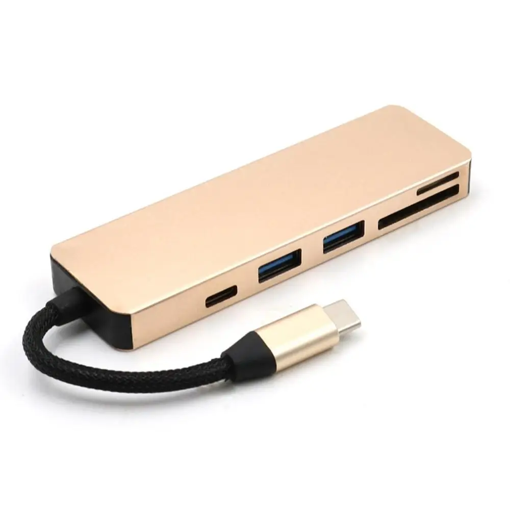 Золотой USB 3,1 type-C концентратор TF кард-ридер type C к USB конвертер Высокоскоростной USB 3,0 разветвитель концентратор адаптер для Macbook Прямая поставка - Цвет: Золотой