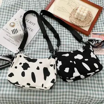 

Women 2020 White Black Wearing Canvas Bag New Cute Shoulder Bag Girls Comfort Girls Student Crossbody Bag