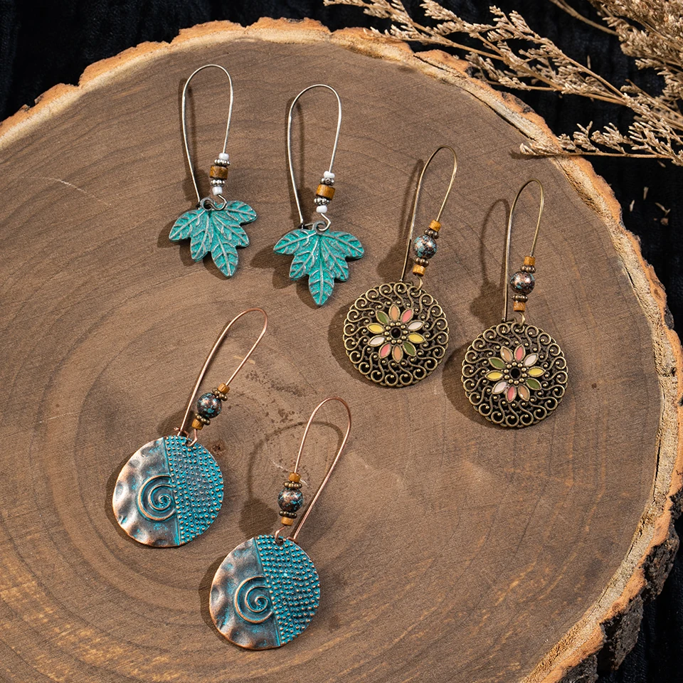 

3 Pairs/Set Vintage Bohemian Boho Ethnic Dangle Drop Earrings for Women's 2019 Fashion Jewelry Accessories E2046,E2030,E2027