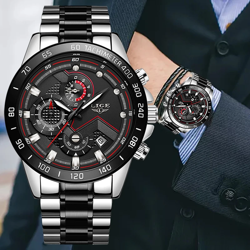 

LIGE Fashion Men's Watches Top Brand Luxury Multifunction Watch Men Waterproof Date Clock Sport Quartz Watches Relogio Masculino