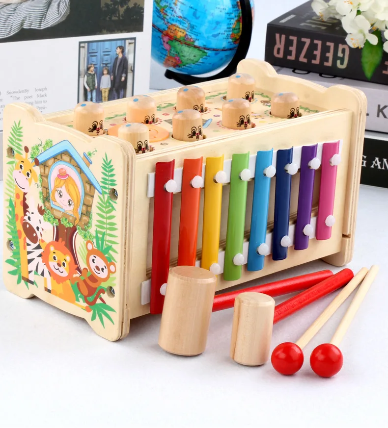 Children Wooden Play Hamster Toy Educational Baby Music Percussion Video Game 1-3 Years Old Gift Douyin Celebrity Style