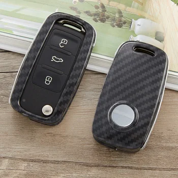 

Carbon Fiber Car Key Case Bag Cover For Volkswagen VW Golf 7 MK7 Tiguan Touran 2017 For Skoda Octavia A7 RS For Seat Leon Ibiza