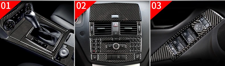 Углеродное волокно для Mercedes Benz C Class W204 автомобильный внутренний механизм переключения передач кондиционер CD панель светильник для чтения накладка наклейки для автомобиля