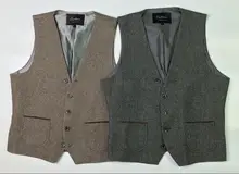 Mens Vests Farm Country Groom Vests For Wedding Party Brown Gray Vest Slim Fit Custom Made Wool Herringbone Tweed Groom Wear