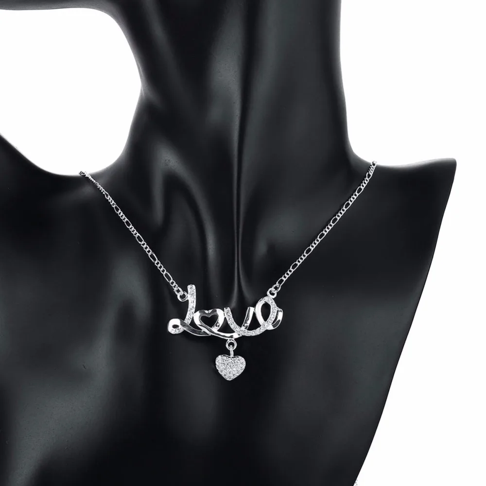 Серебряное колье 925 пробы, ожерелье для женщин, Любовное сердце, ожерелье s& Подвески с камнем, винтажные ювелирные украшения
