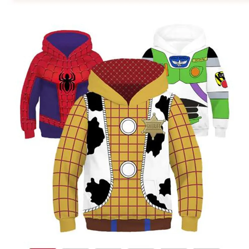 

2019 New Buzz Lightyear The Avengers 4 Spiderman Boy Hoodies Autumn Hooded Sweatshirt Boys Kid Clothes Long Sleeve Cosplay Tops