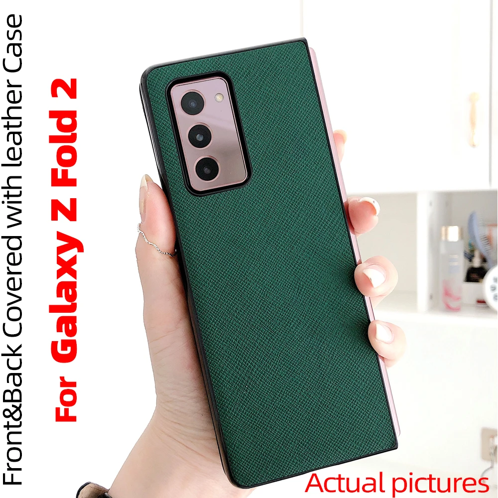 

For Galaxy Z Fold 2 Case for Galaxy Z Fold2 5G front and back covered with Cross Texture leather Case For Galaxy Z Fold2 5G Case
