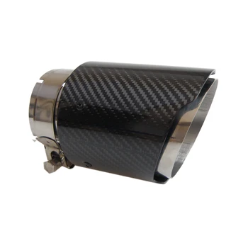 

Car Universal Straight Edge Glossy Black Carbon Fiber Exhaust Pipe Muffler Tip Tail End Tip for BMW BENZ AUDI VW With AK Logo