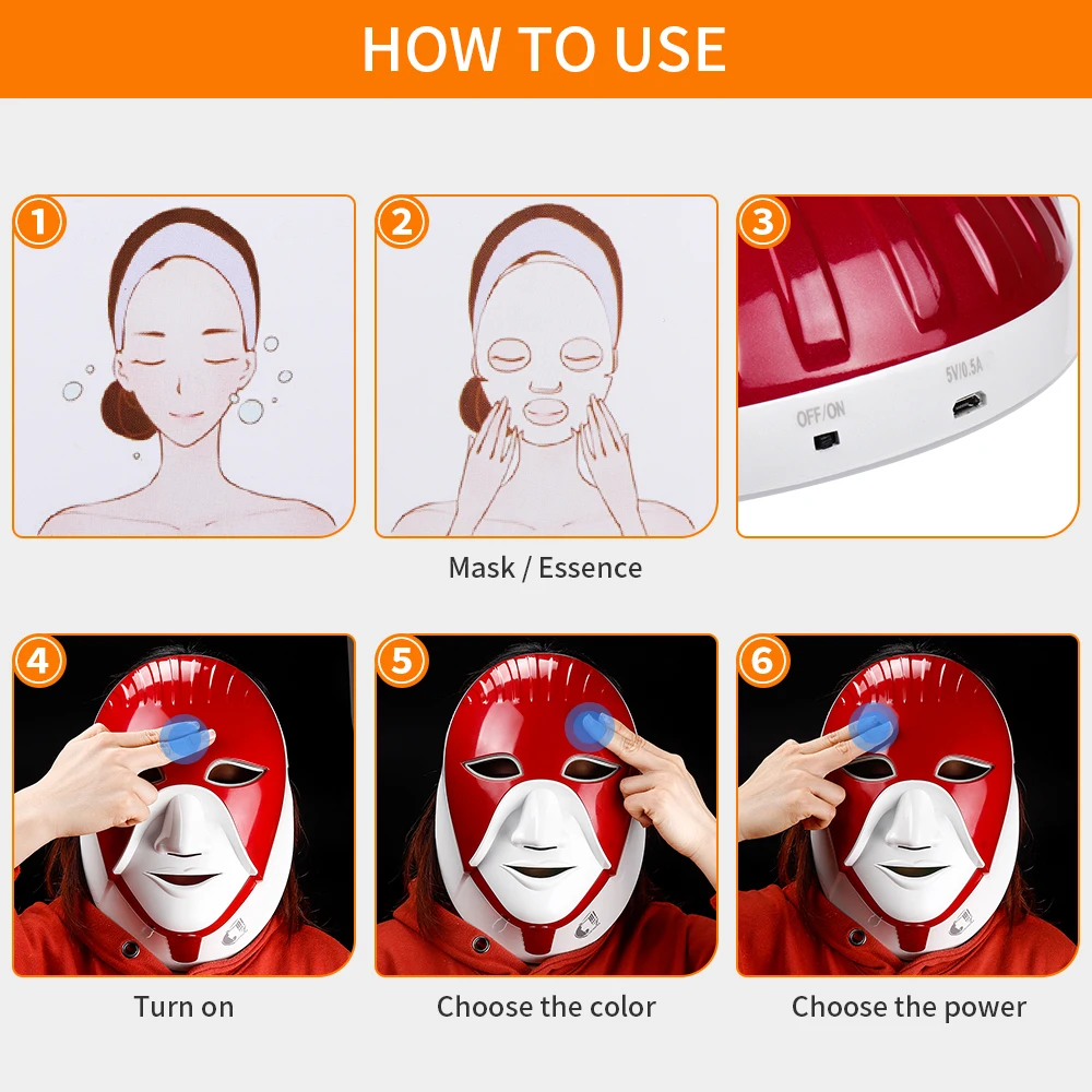  Rechargeable 8 Colors LED Neck Mask Anti-Wrinkle Device LED Photon Mask Wrinkle Removal Skin Rejuve - 32971147460