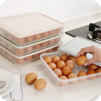 

24 Grid Egg Box Organizer Kitchen Case Refrigerator Storage Box Crisper Fridge Container Storage Box Plastic Box Home #4