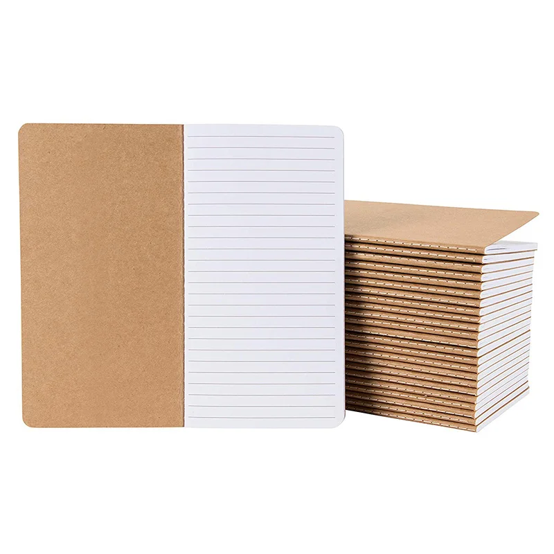 Kraft Notebook- Lined Notebook Journals, Pocket Journal for Travelers, Diary, Notes- H5 Size, Soft Cover Sewn Notebook, Brown
