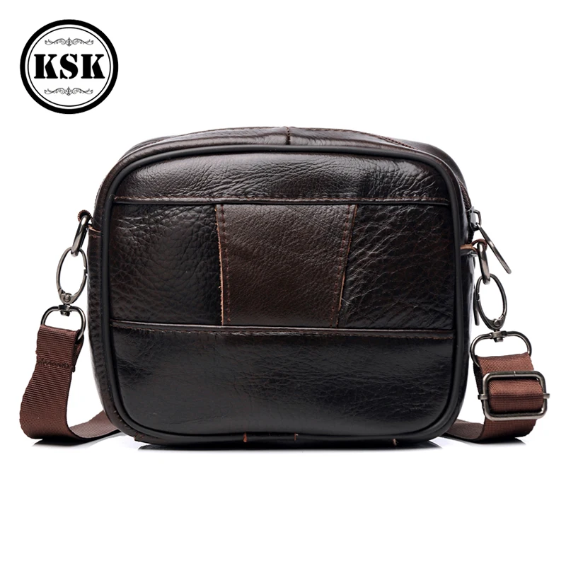 Men's Genuine Leather Bag Small Shoulder Bag Messenger Bags For Men Fashion Flap Luxury Male Crossbody Bags KSK