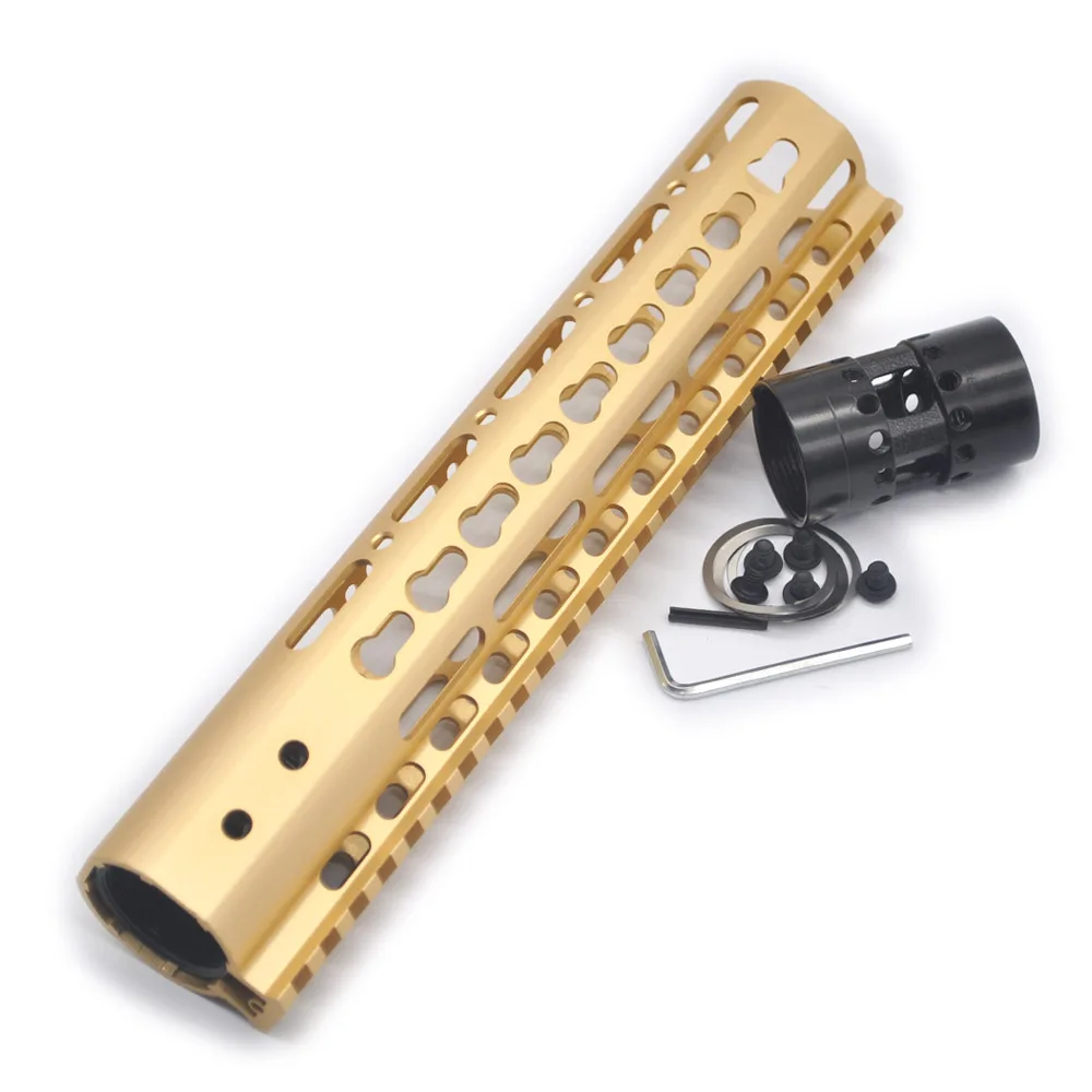 Aplus 10 ''дюймовый Keymod Handguard Rail роскошный местный золотой цвет поплавок система NSR/M16/M4/AR-15 серии алюминий/сталь гайка