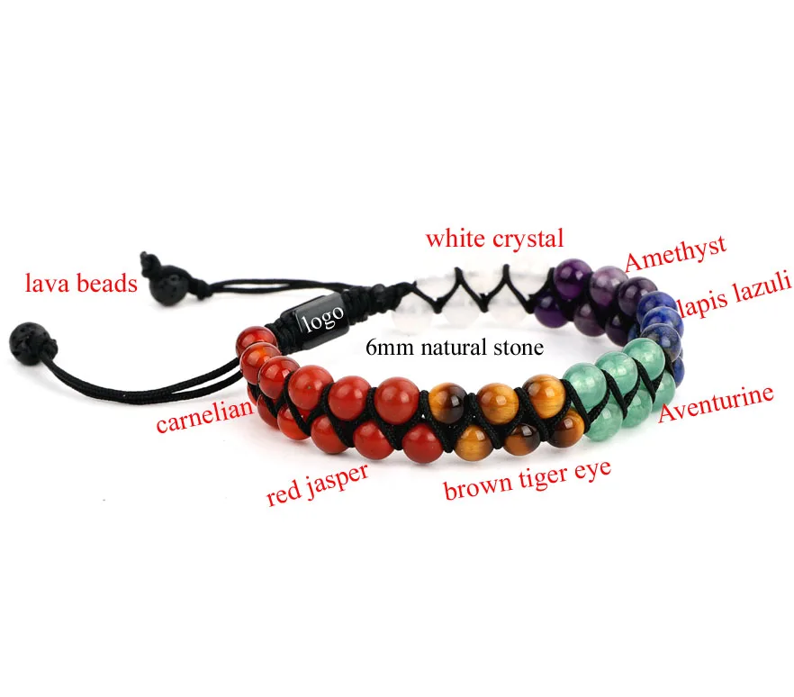 Unqiue design high quality natural stone braided beads bracelet bangle 7 charka lava stone energy lucky men women jewelry gift - Image 6