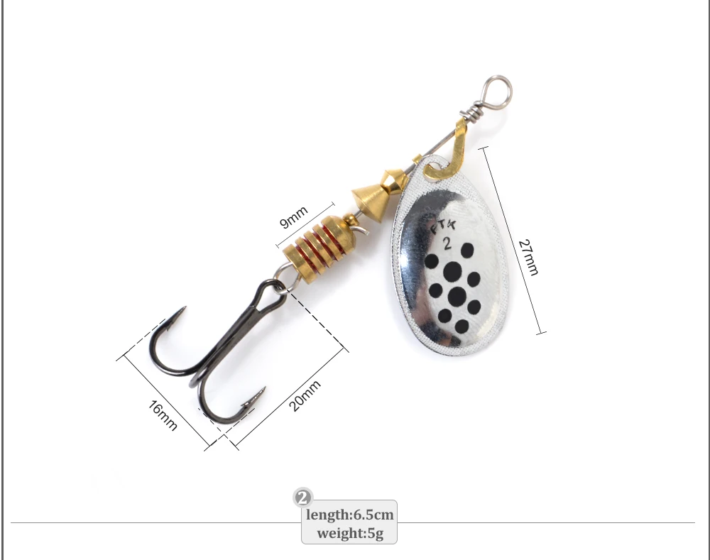 FTK Angeln Locken 4g/5g/7g/10g/14g spinner Köder Löffel lockt hecht Metall Mit Drillinge Künstlerische Bass Köder Angeln Locken – Detail 9