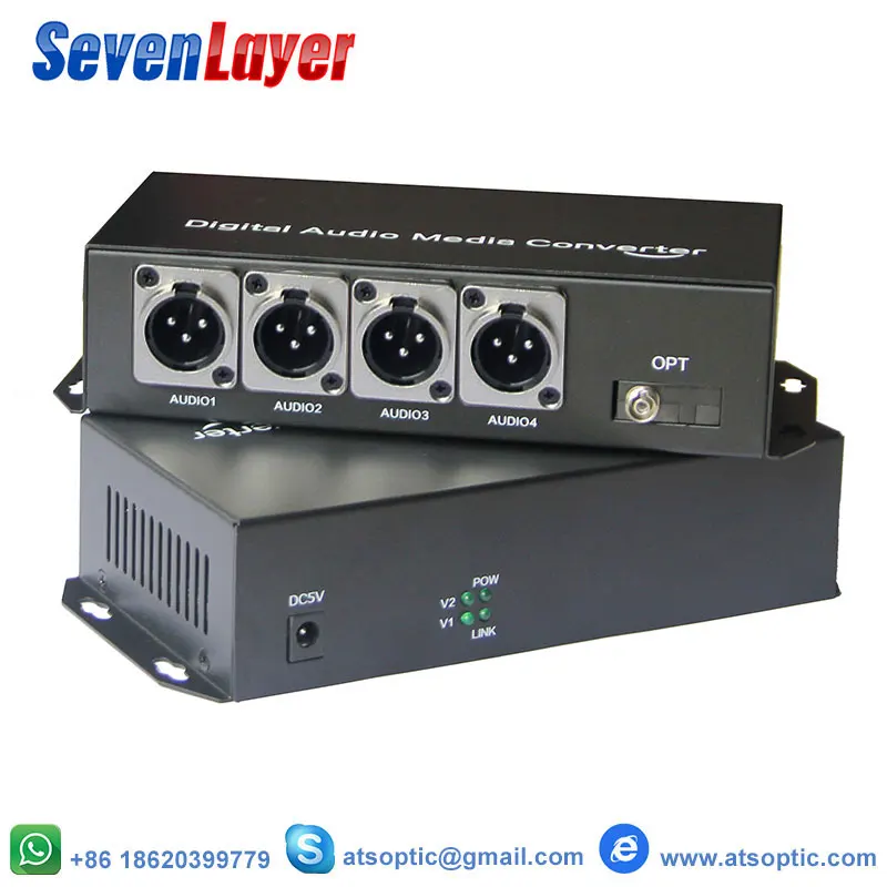4 ch Balanced audio to fiber optic XLR balanced audio over fiber audio Digital fiber media converter Transceiver and Receiver