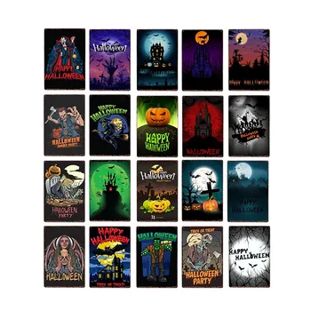 

Halloween Party Metal Tin Sign Vintage Pub Metal Plate Poster Wall Decor For Bar Pub Club Shop Decorative Plates Iron Painting