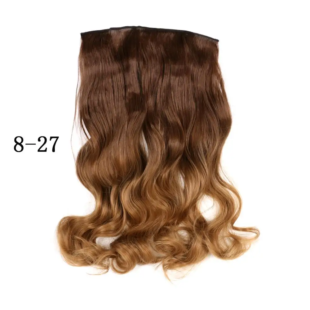 Yunnong, 18 Дюймов, 5 клипов, синтетические волосы для наращивания, волнистые, Омбре, цвет, высокая температура, волокно, черный, для женщин - Цвет: 8 27