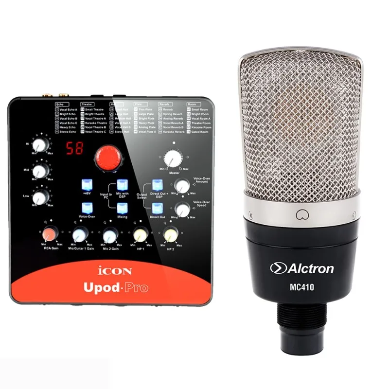 Оригинальный конденсаторный микрофон Alctron MC410 с иконой звуковая карта Upod pro для