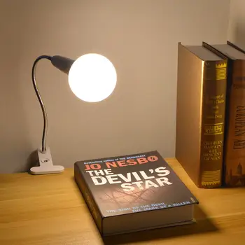 

Clip Holder LED Reading Book Light Bedroom Bedside Table Lamp With EU Adapter + 5W E27 LED Bulb Lighting Desk Clip Lamp