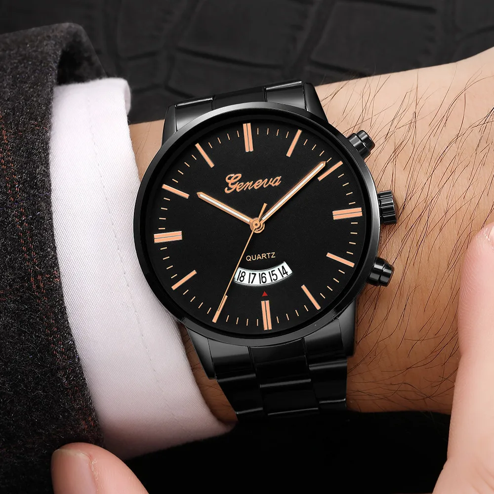 

Men's Stainless Steel Quartz Analog Date Wrist Watch Sport Watches Montre Homme Round Digital Christmas Gift Drop Ship July18