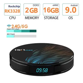 

HK1 MAX Android 9.0 TV Box 2G+16G RK3328 Quad Core 2.4G/5G WiFi 4K 3D H.265 Set-top Box Media Player Support HDMI 2.0 4k