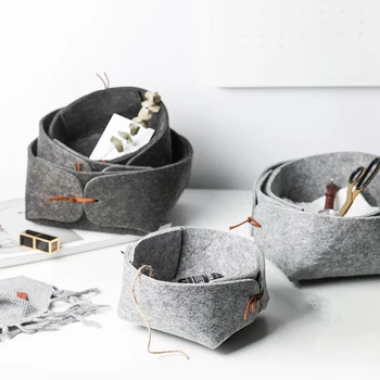 

Felt Storage Box Desktop Tray pen Bowl Collecting Basket Sundry Collection-Boxes Storage Organizers Bins Storage