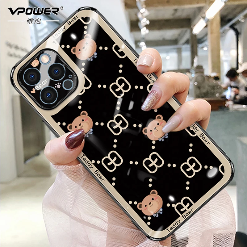 For iPhone 12 / 13 pro max tempered glass case painted back + frame