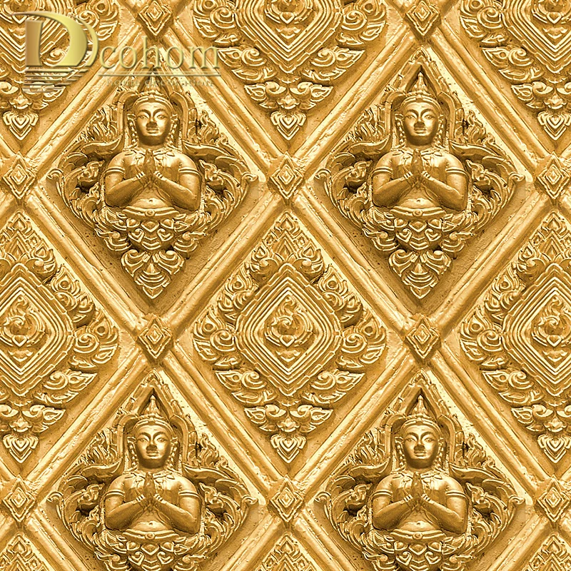 

Vintage Embossed 3D Effect Buddha Statue Wallpaper Roll Brick Stone 3D Vinyl Wall Papers Home Decor Waterproof