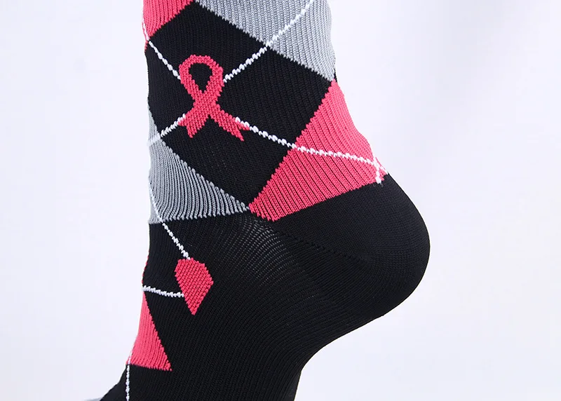 Высокие эластичные Компрессионные носки для бега спортивные дышащие забавные повседневные носки унисекс из нейлона для гонок